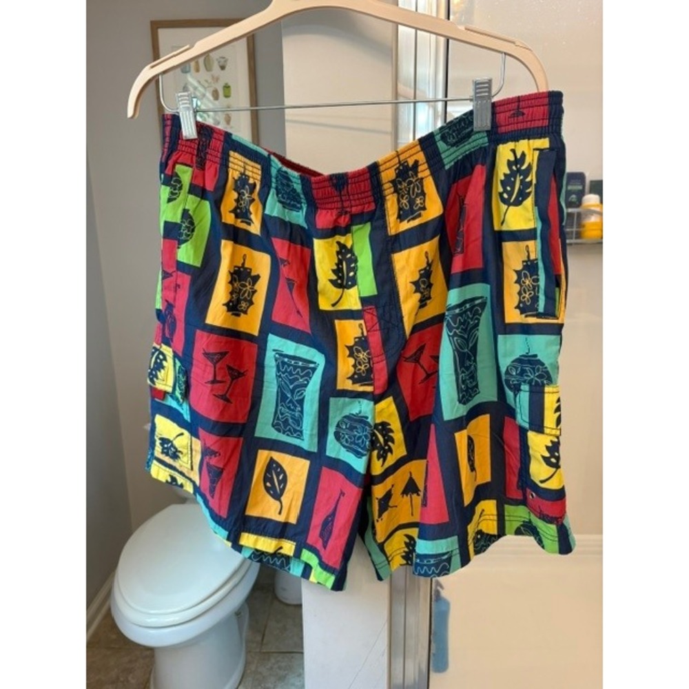 Tori Richard Honolulu Hawaiian Tiki Swim Trunks Mesh Lined Tropical Beach Shorts